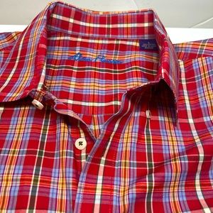 Alan Flusser Button Down Collar Front Pocket Double Button Sleeves Large